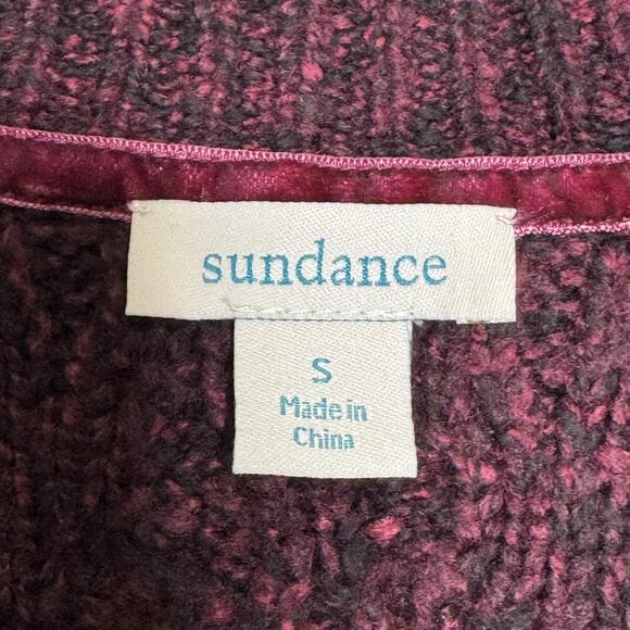 Sundance Sweater Womens Small Burgundy V Neck Cable Knit Pullover Marled Boho - Picture 4 of 8